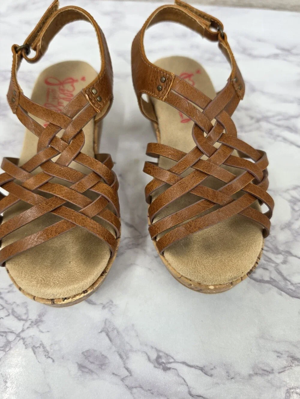 Jellypop Brown Faux Cork Wedge Sandals Toddler Girls Size 10